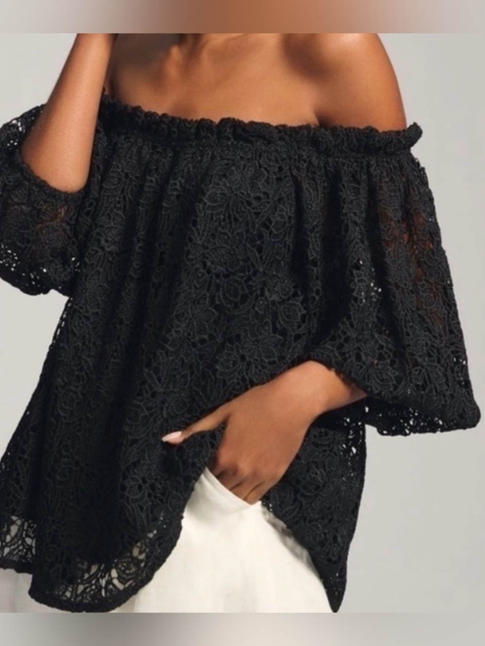 Anthropologie Maeve Off Shoulder Lace Top